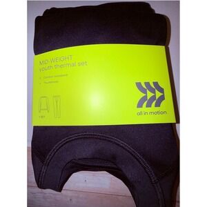 All in Motion Thermal Set Kids Small 6/7 Black New Mid-Weight Base Layer 2pc